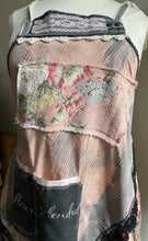 Load image into Gallery viewer, Distressed Charcoal & Black Lace Shabby Chic Upcycle Apron - Smock