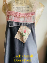 Load image into Gallery viewer, Red Rose Vintage Feedsack & French Script Apron - Smock