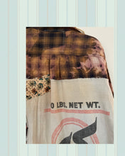 Load image into Gallery viewer, clover seed sack & cat flannel feed bag duster shirt jacket #1