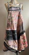 Load image into Gallery viewer, Distressed Charcoal & Black Lace Shabby Chic Upcycle Apron - Smock