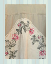 Load image into Gallery viewer, pink rose needlepoint khaki jacket duster