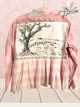 Load image into Gallery viewer, Linen Tree Scenic Vintage Dusty Pink Buffalo Check Upcycled Menswear Blouse Shirt