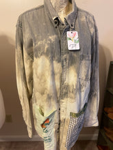 Load image into Gallery viewer, Bucolic Barn Scene Needlepoint Distressed - Shacket Jacket Shirt