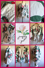 Load image into Gallery viewer, Hand Stitched Hearts & Floral Applique Short Wrap Quilt Jacket - Fits Oversized Plus to 5X