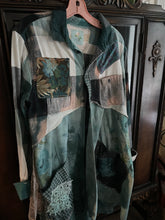 Load image into Gallery viewer, verdant scenic upcycled vintage flannel shirt - duster