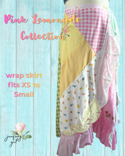 Load image into Gallery viewer, Sunshine, pink & green skirt bright summer with bright vintage sheets textiles asymmetric hemline fits to XS to small
