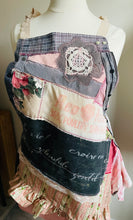 Load image into Gallery viewer, Red Rose Vintage Feedsack & French Script Apron - Smock