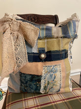 Load image into Gallery viewer, Delft Blue Holland Vintage Needlepoint Tote Flea Market Book Bag