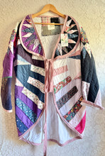 Load image into Gallery viewer, Mariner's Compass Moody Hues Purples Urban Quilt Jacket - Fits Large XL to 2X Oversized Plus