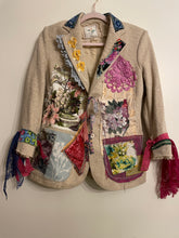 Load image into Gallery viewer, Upcycled Vintage Peacock Needlepoint Patchwork Tweed Blazer Jacket Ralph Lauren