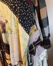 Load image into Gallery viewer, Black Calico Crochet & Vintage Feedsack Farm Girl Apron - Smock