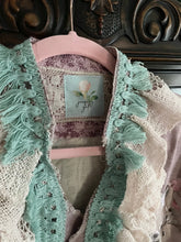 Load image into Gallery viewer, frankly fancy fringe 1940's barkcloth oxford cloth upcycled duster shirt