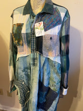 Load image into Gallery viewer, verdant scenic upcycled vintage flannel shirt - duster