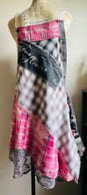 Load image into Gallery viewer, Les Fleurs French Script Black & Pink Floral Vintage Barkcloth Apron - Smock