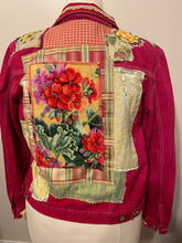 Load image into Gallery viewer, Bright Raspberry Needlepoint Denim Jacket