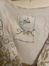Load image into Gallery viewer, Vintage Cross Stitch Neutral Taupe Hand Embroidery Handmade Vest