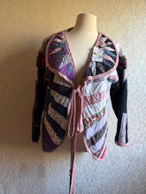 Load image into Gallery viewer, Mariner's Compass Moody Hues Purples Urban Quilt Jacket - Fits Large XL to 2X Oversized Plus