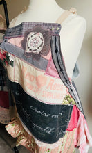 Load image into Gallery viewer, Red Rose Vintage Feedsack & French Script Apron - Smock