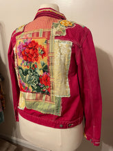 Load image into Gallery viewer, Bright Raspberry Needlepoint Denim Jacket