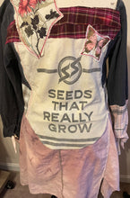 Load image into Gallery viewer, Seeds that Grow vintage feedsack upcycled flannel shirt - duster
