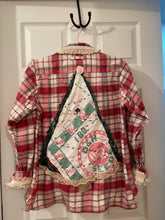 Load image into Gallery viewer, Pretty in Pink Vintage Feedsack Christmas Tree Flannel Shirt