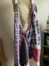 Load image into Gallery viewer, Faded Red White & Blues Plaid Shirts & Feedsacks - Apron Smock