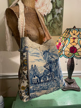Load image into Gallery viewer, Delft Blue Holland Vintage Needlepoint Tote Flea Market Book Bag