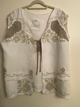 Load image into Gallery viewer, Vintage Cross Stitch Neutral Taupe Hand Embroidery Handmade Vest