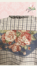 Load image into Gallery viewer, Lightweight Nautica Plaid Shirt Ralph Lauren Vintage Sheets Classic Roses High-Low Upcycled Blouse