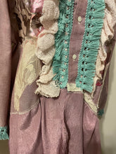 Load image into Gallery viewer, frankly fancy fringe 1940's barkcloth oxford cloth upcycled duster shirt