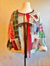 Load image into Gallery viewer, Vintage Patchwork Feedsack Crazy Quilt Jacket - Size 2X to 5X - Curvy Plus Oversized