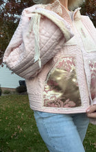 Load image into Gallery viewer, Fancy Whisper Pale Pink Liquid Satin Ice Cherry Blossom Quilt Coat Jacket - Fits to Large