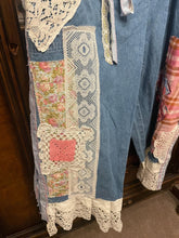 Load image into Gallery viewer, drawstring waist vintage patchwork lightweight denim capri jeans Curvy Plus Upcycled 3X