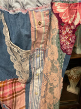 Load image into Gallery viewer, drawstring waist vintage patchwork lightweight denim capri jeans Curvy Plus Upcycled 3X