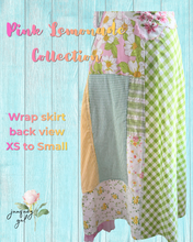 Load image into Gallery viewer, Sunshine, pink &amp; green skirt bright summer with bright vintage sheets textiles asymmetric hemline fits to XS to small
