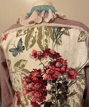 Load image into Gallery viewer, frankly fancy fringe 1940's barkcloth oxford cloth upcycled duster shirt
