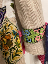 Load image into Gallery viewer, Upcycled Vintage Peacock Needlepoint Patchwork Tweed Blazer Jacket Ralph Lauren
