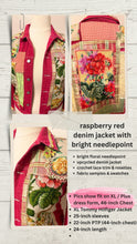 Load image into Gallery viewer, Bright Raspberry Needlepoint Denim Jacket
