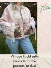Load image into Gallery viewer, Fancy Whisper Pale Pink Liquid Satin Ice Cherry Blossom Quilt Coat Jacket - Fits to Large
