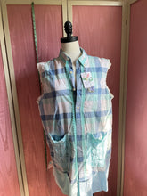 Load image into Gallery viewer, aqua plaid &amp; calico florals - oversized shirt | duster *Fits Up to Medium*
