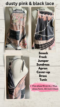 Load image into Gallery viewer, Distressed Charcoal &amp; Black Lace Shabby Chic Upcycle Apron - Smock
