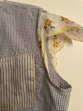 Load image into Gallery viewer, Calico Yellow Kitty Gray Check Vintage Handkerchief Hankie Upcycled Menswear Blouse Sleeveless Vest
