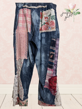 Load image into Gallery viewer, bleach dyed L O V E jeans - fits Large to XL
