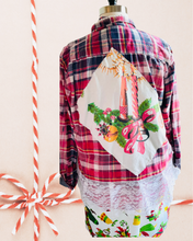 Load image into Gallery viewer, Kitschy Mushrooms and Santa Holiday Christmas Flannel Duster Shirt
