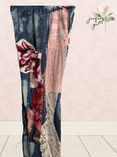 Load image into Gallery viewer, bleach dyed L O V E jeans - fits Large to XL
