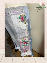 Load image into Gallery viewer, pinstripe vintage patchwork capri Curvy Plus Upcycled 3X to 4X
