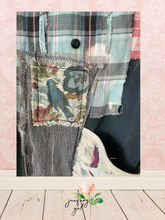 Load image into Gallery viewer, 1930s Historic Patchwork Feed Sack Signed Quilt Square Menswear Duster Oversized
