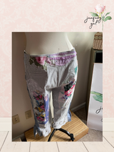 Load image into Gallery viewer, pinstripe vintage patchwork capri Curvy Plus Upcycled 3X to 4X
