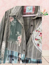 Load image into Gallery viewer, 1930s Historic Patchwork Feed Sack Signed Quilt Square Menswear Duster Oversized
