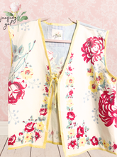 Load image into Gallery viewer, MCM Vintage Tablecloth Rose Print Vest Sleeveless  Mid-Century Modern
